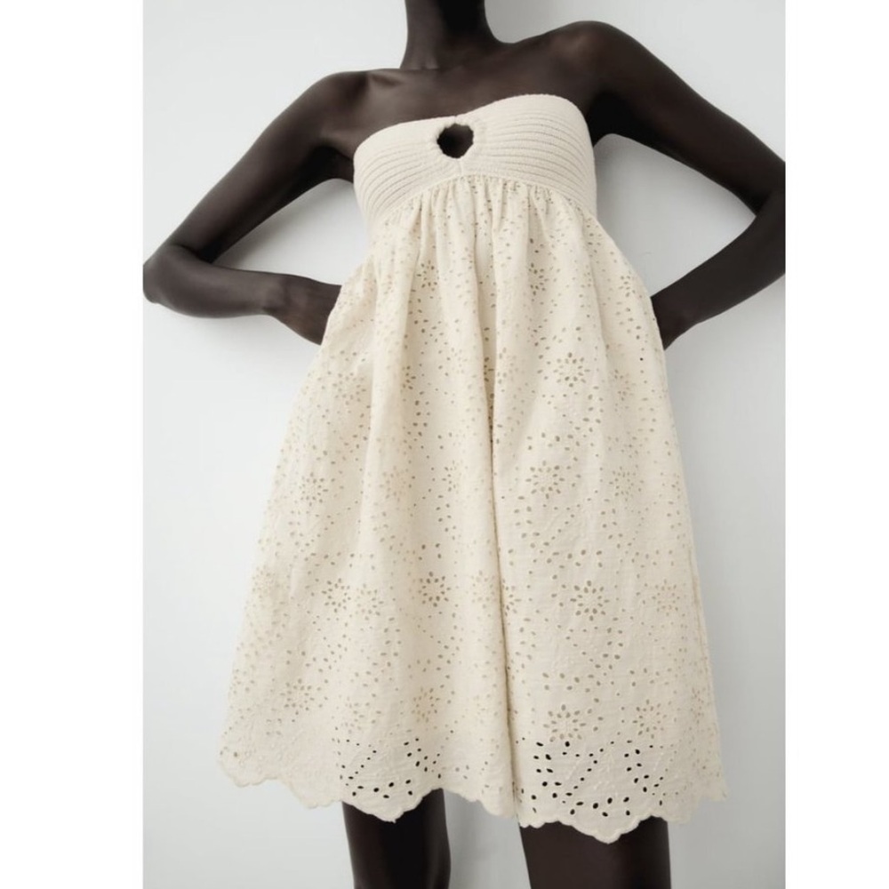 Zara crochet knit / eyelet dress